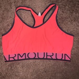 orange under armour sports bra